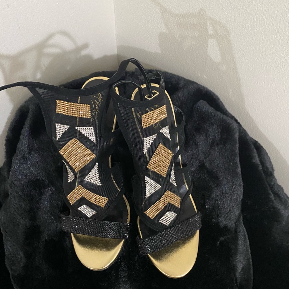 Bling mesh evening heels